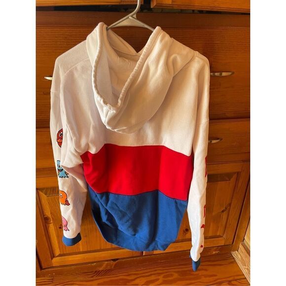 Pacman Pullover Hoodie Jacket Mens M Multicolor White Fleece Lined Colorblock - Picture 4 of 6